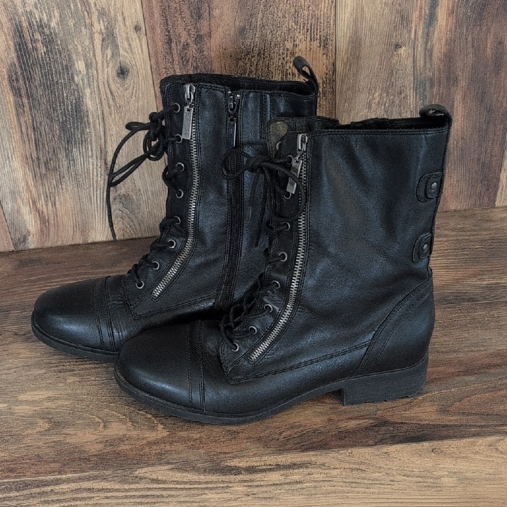 Lane Bryant Ravenna Black Combat Boots with Lace-Up and Zipper 11    -c189